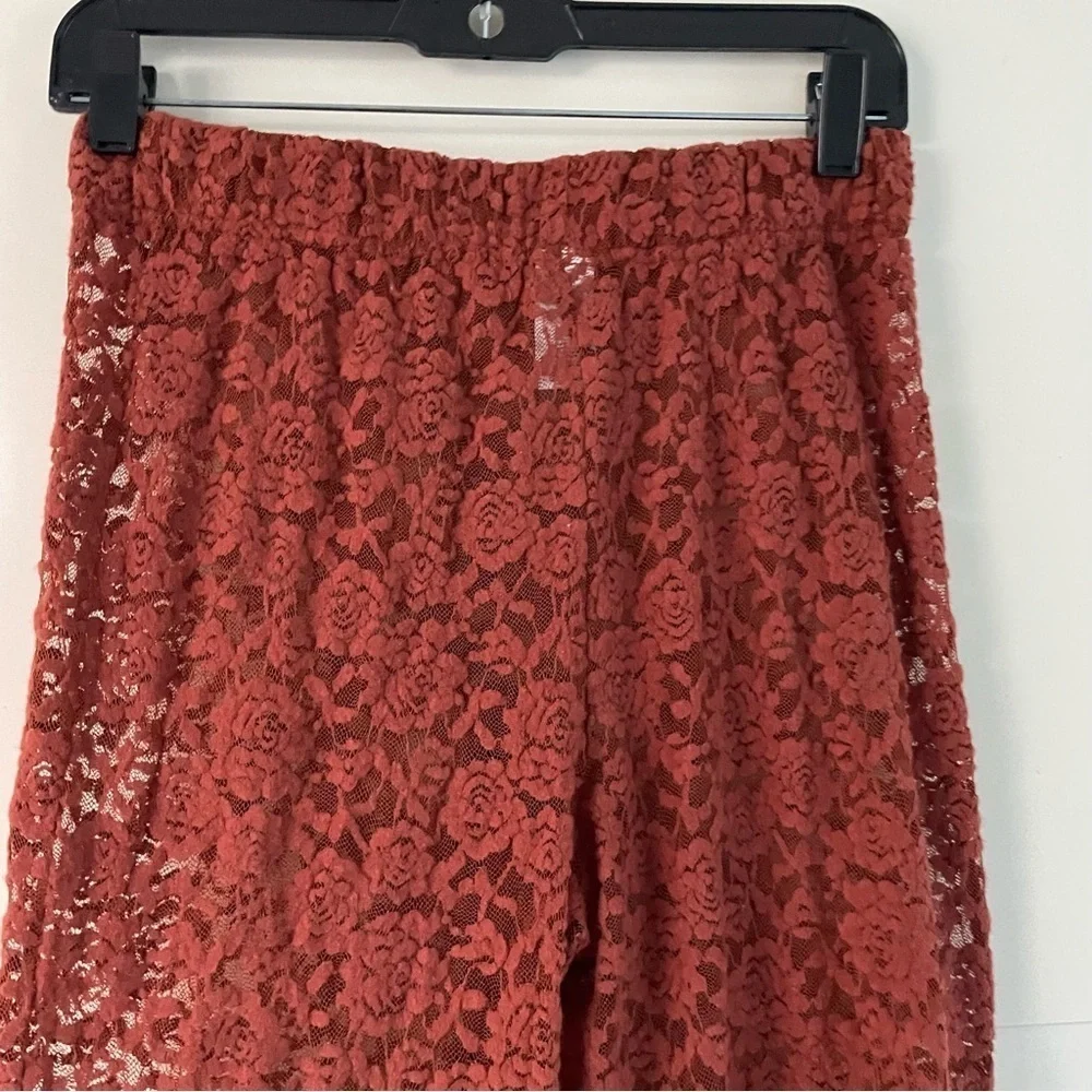 New! Open Edit lace wide leg rust color palazzo pants nwot  30636_7
